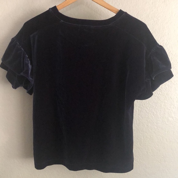 Madewell Velvet Ruffle Sleeve Top Navy Size S - Picture 5 of 7